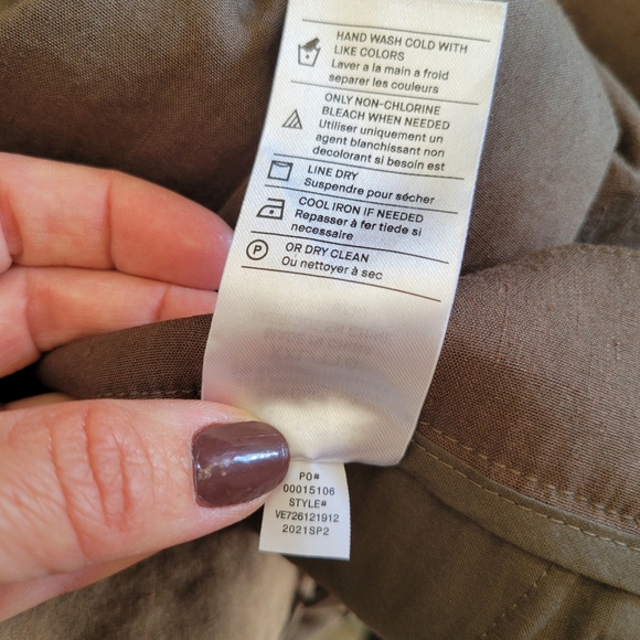 NWOT Vince Women Olive Green Linen Blend Pull On Straight Leg‎ Pants XXL - Picture 9 of 9